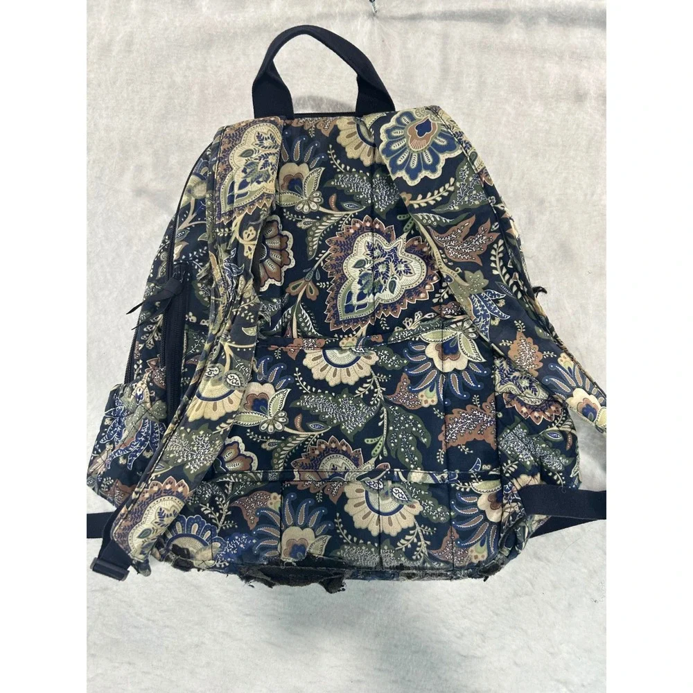 Vera Bradley Mediterranean Blue Quilted Cotton Floral Paisley Backpack Bag